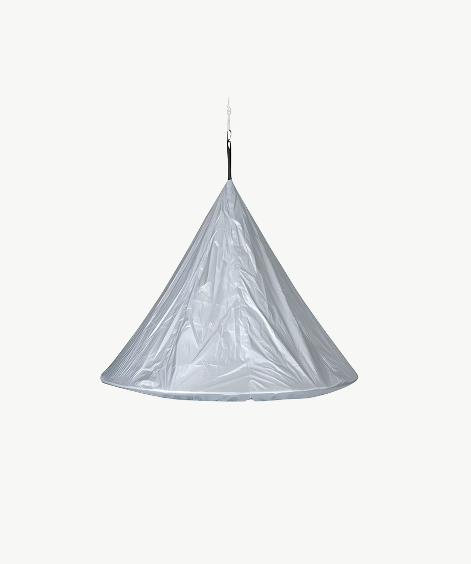 FlowerHouse Flying Saucer Hanging Hammock Cover designed for sun, rain, and storage protection with robust, weather-resistant materials